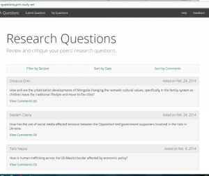 Screenshot from Research Questions